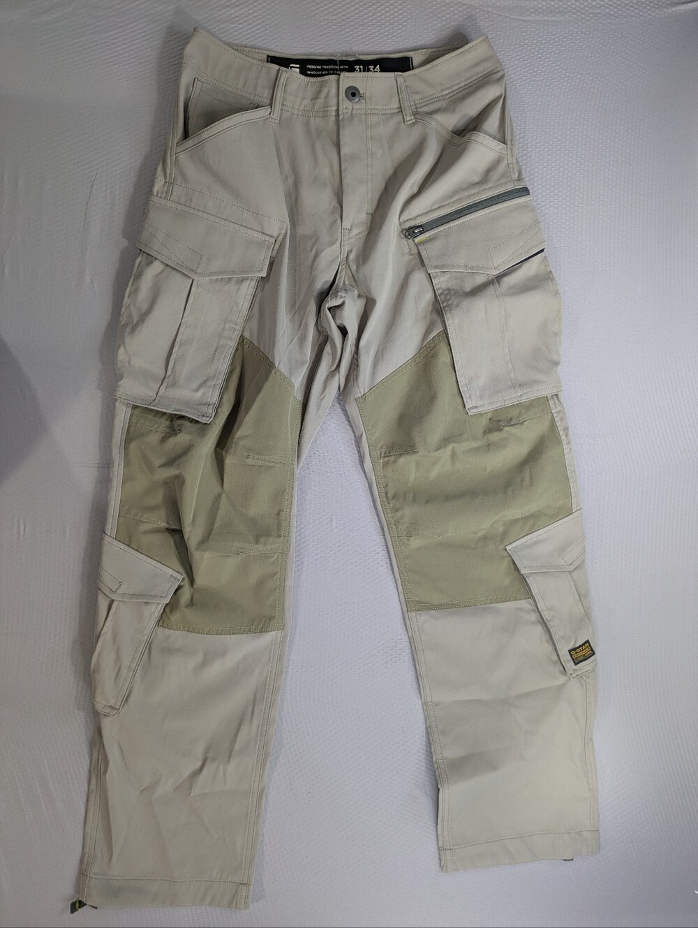 G-Star RAW Pants Mens 31x32 Brown Rovic 3D Loose Tapered Cargo Patchwork Tech